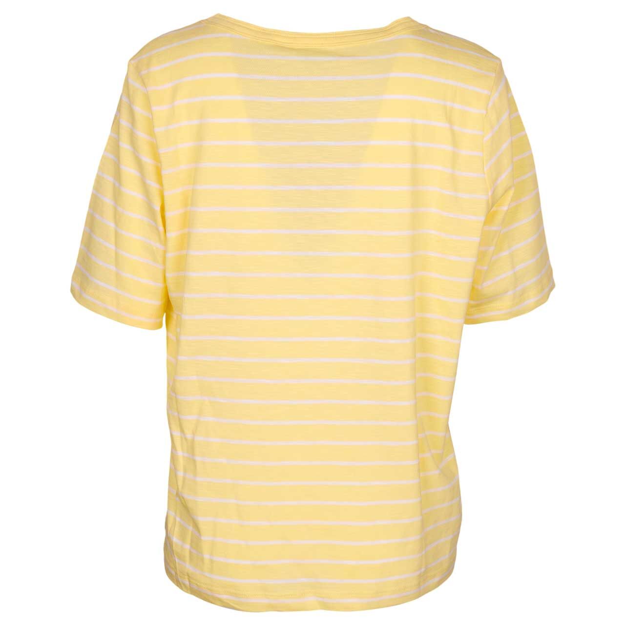 Damen T-Shirt Striped Slubyarn von Cecil in Gelb gestreift, Rückansicht