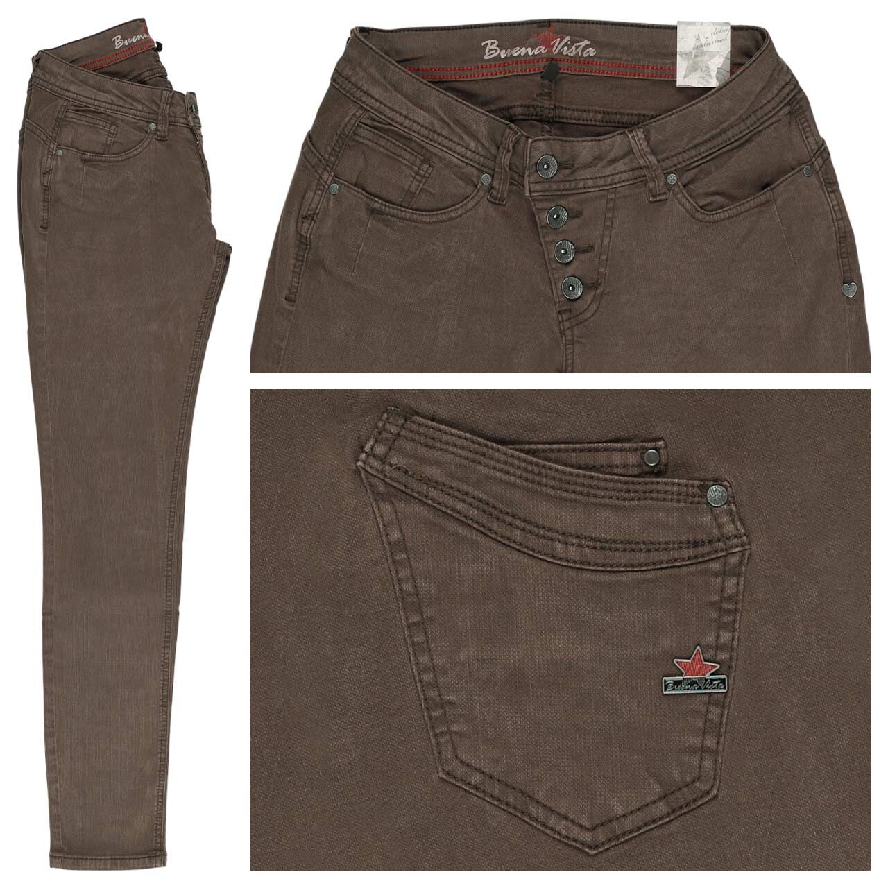 Buena Vista Malibu Cropped Jacquard Twill Ankle Baumwollhose choco