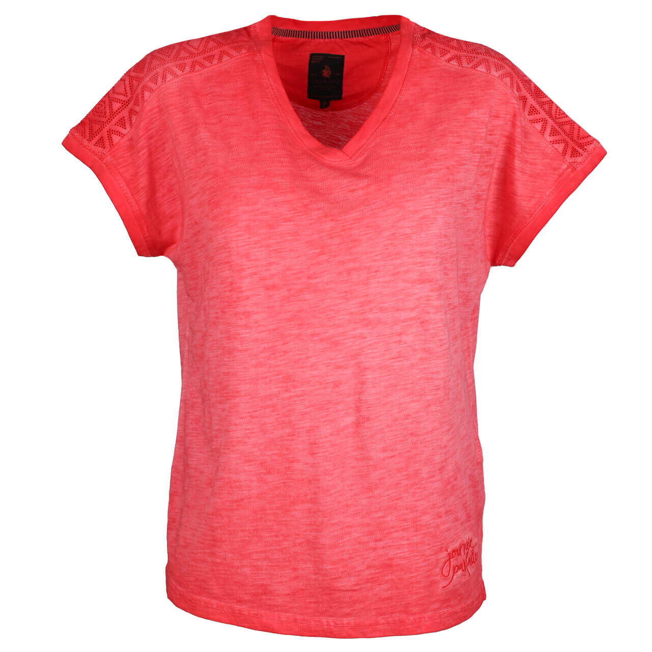 Soquesto Damen T-Shirt lace tomato red