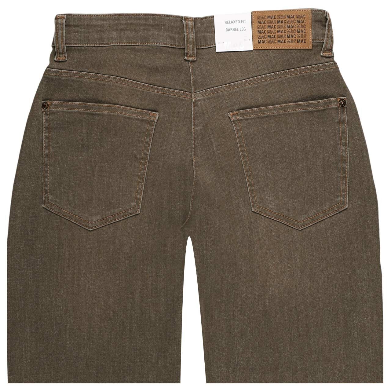 Damen 7/8 Jeans Bobbie von MAC in Olivgrün verwaschen, detaillierte Rückansicht