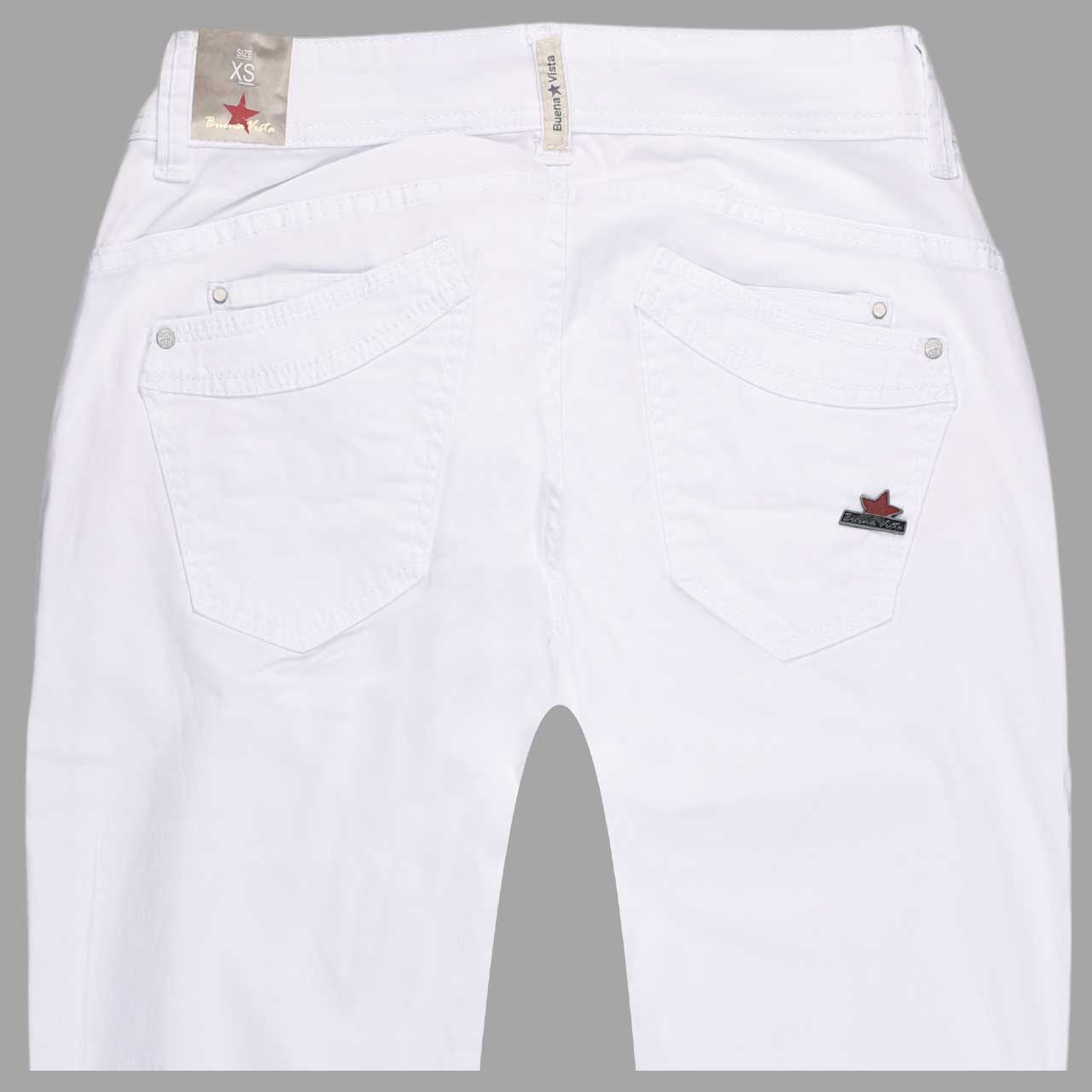 Stretch Twill Baumwollhose Malibu 7/8 von Buena Vista in Weiß, detaillierte Rückansicht