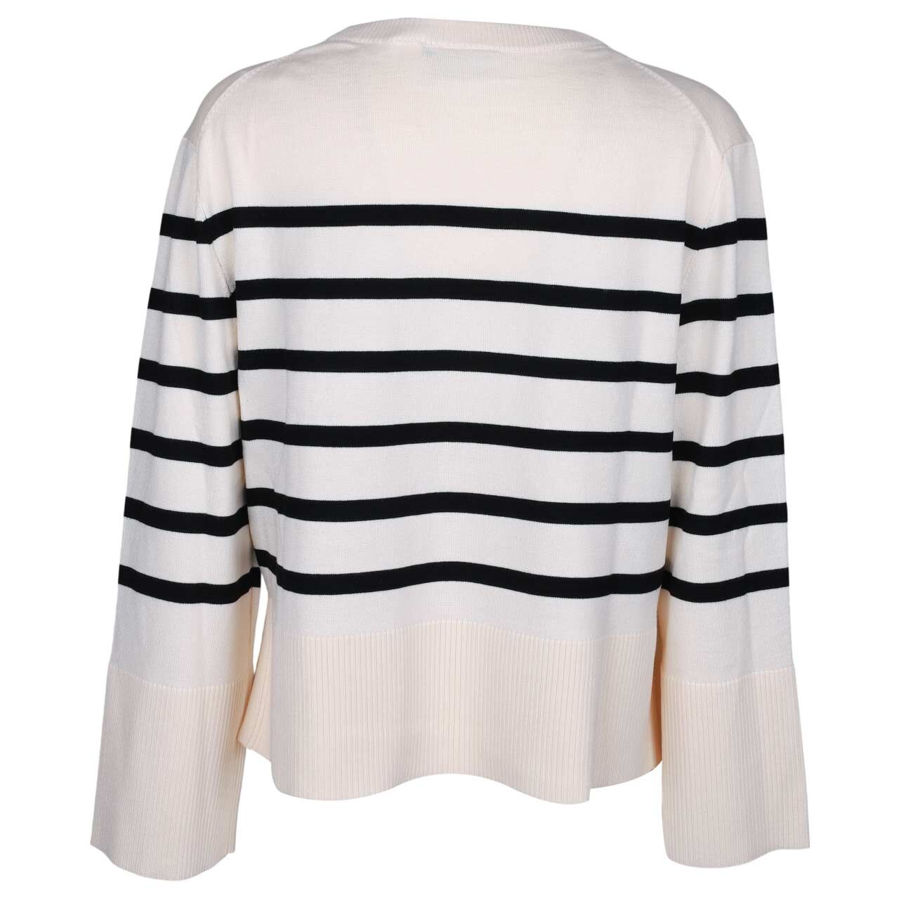 Damen Pullover von Comma in Hellbeige gestreift, Rückansicht