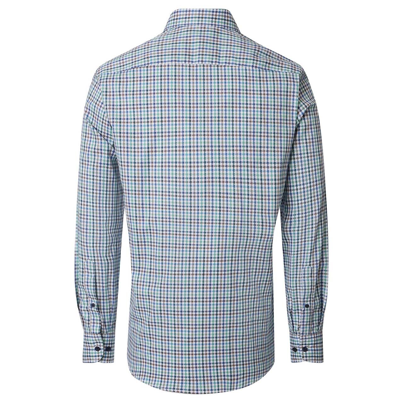 Herren Langarm Hemd von Casa Moda in Grün kariert, Rückansicht