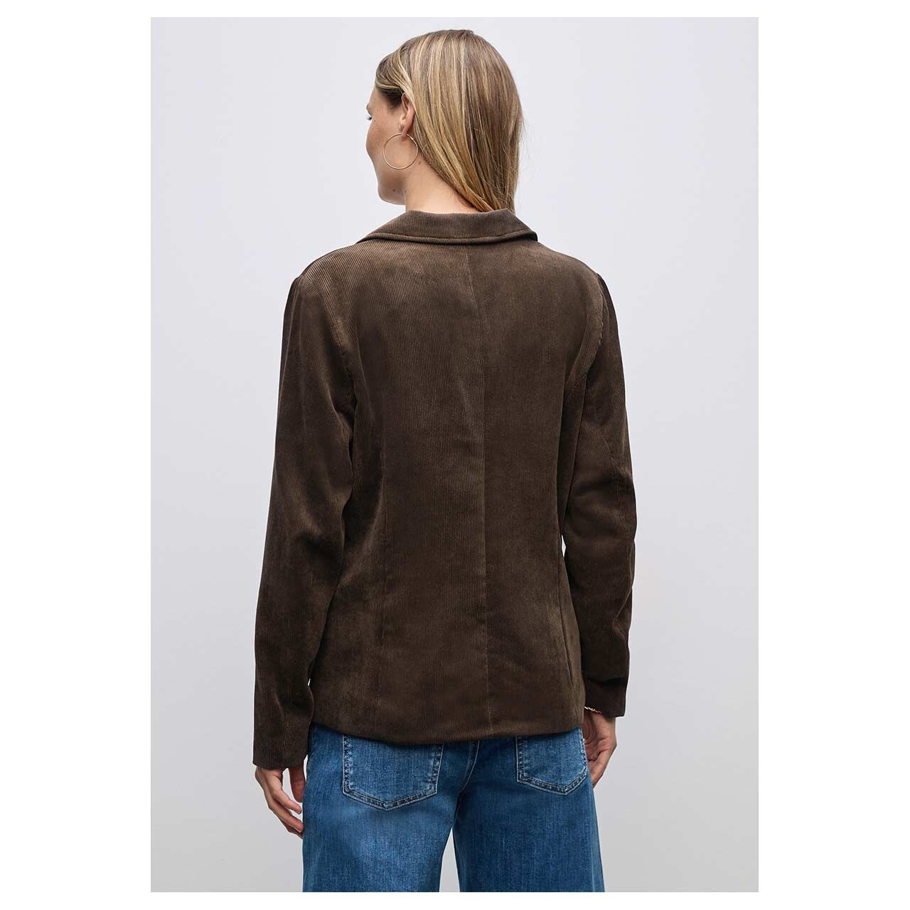 Damen Cord Blazer Corduroy von Street One in Dunkelbraun, Rückansicht am Model