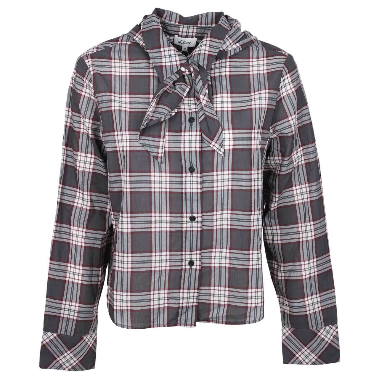 s.Oliver Damen Langarm Bluse grey burgundy check