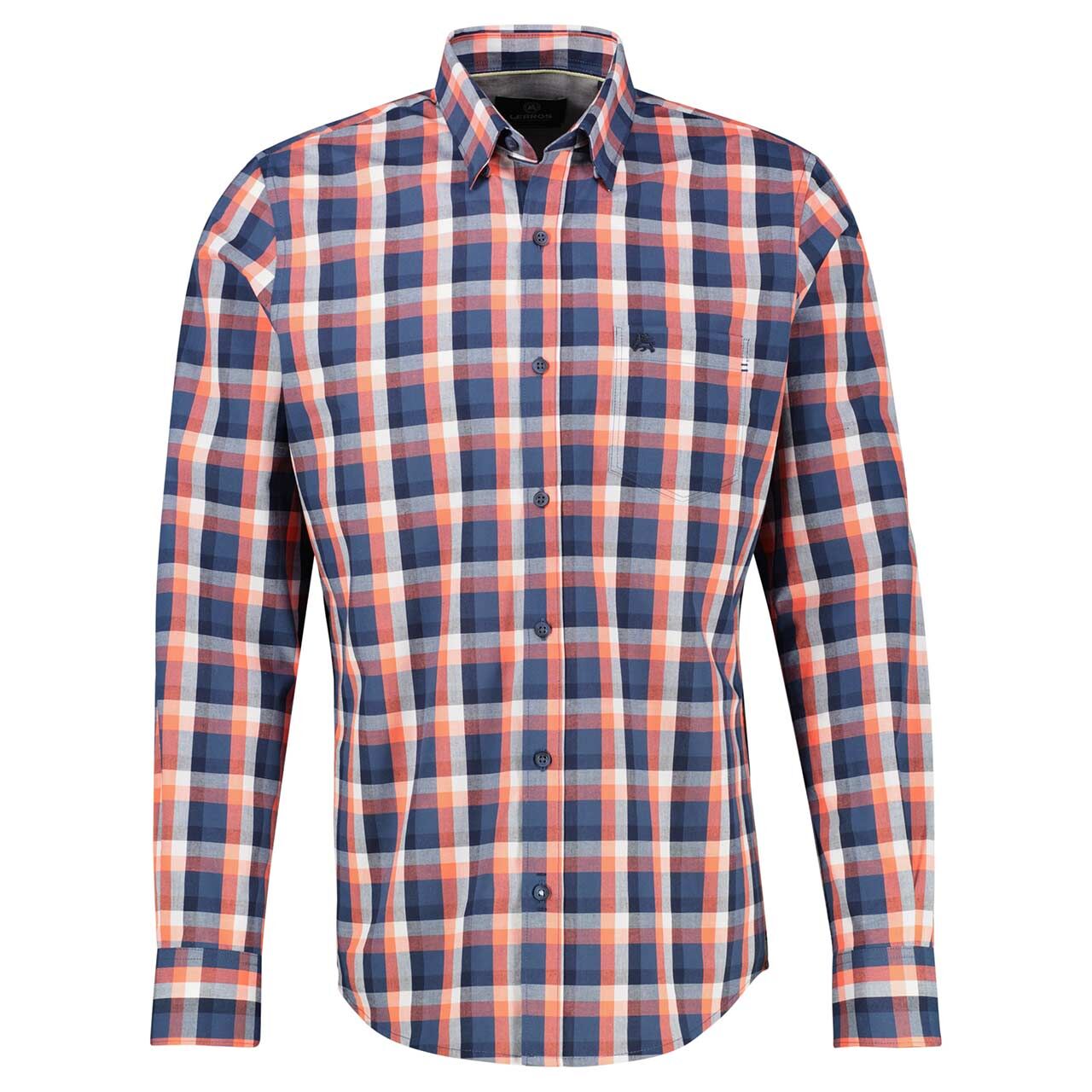 Lerros Herren Langarm Hemd vivid red check