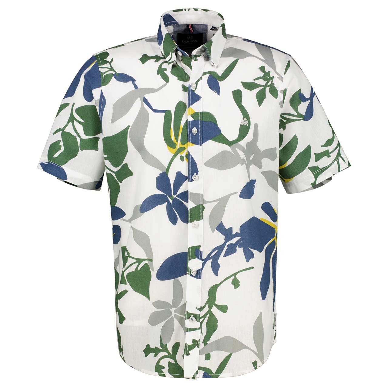 Lerros Herren 1/2 Arm Hemd floral white