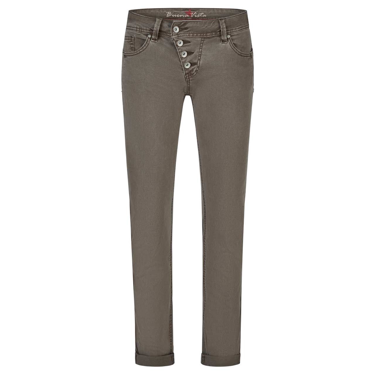 Damen Baumwollhose Malibu Stretch Twill von Buena Vista in Braun-Grau, Vorderansicht