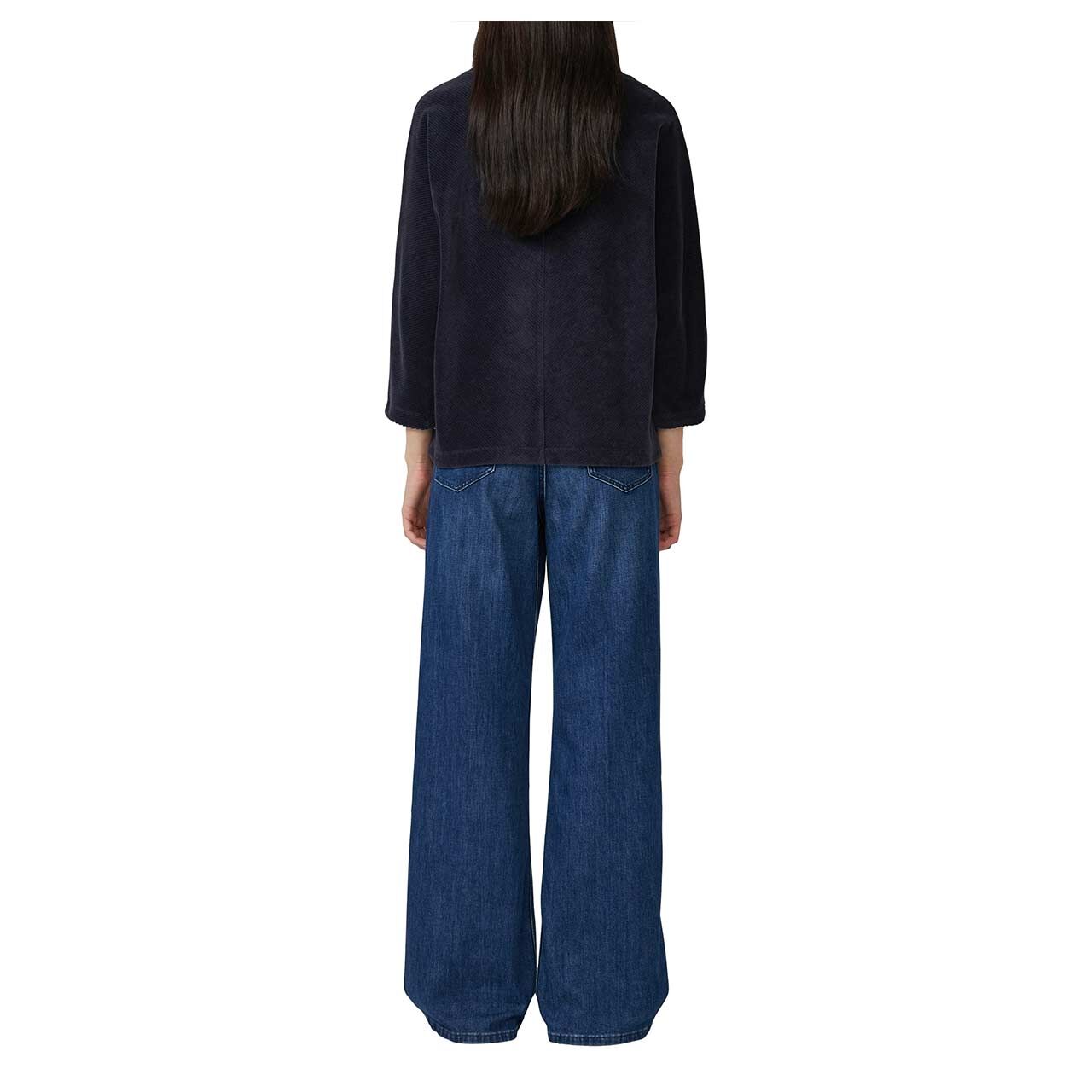 Damen 3/4 Arm Cord Sweatshirt von s.Oliver in Dunkelblau, Rückansicht