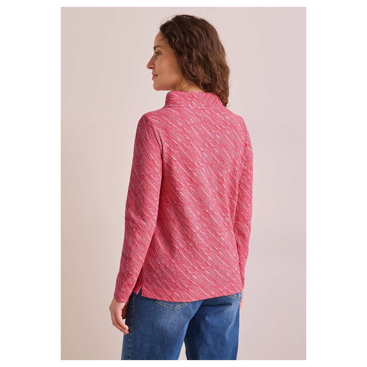 Cecil Damen Langarm Shirt Diagonal Structure Funnel Neck granita red