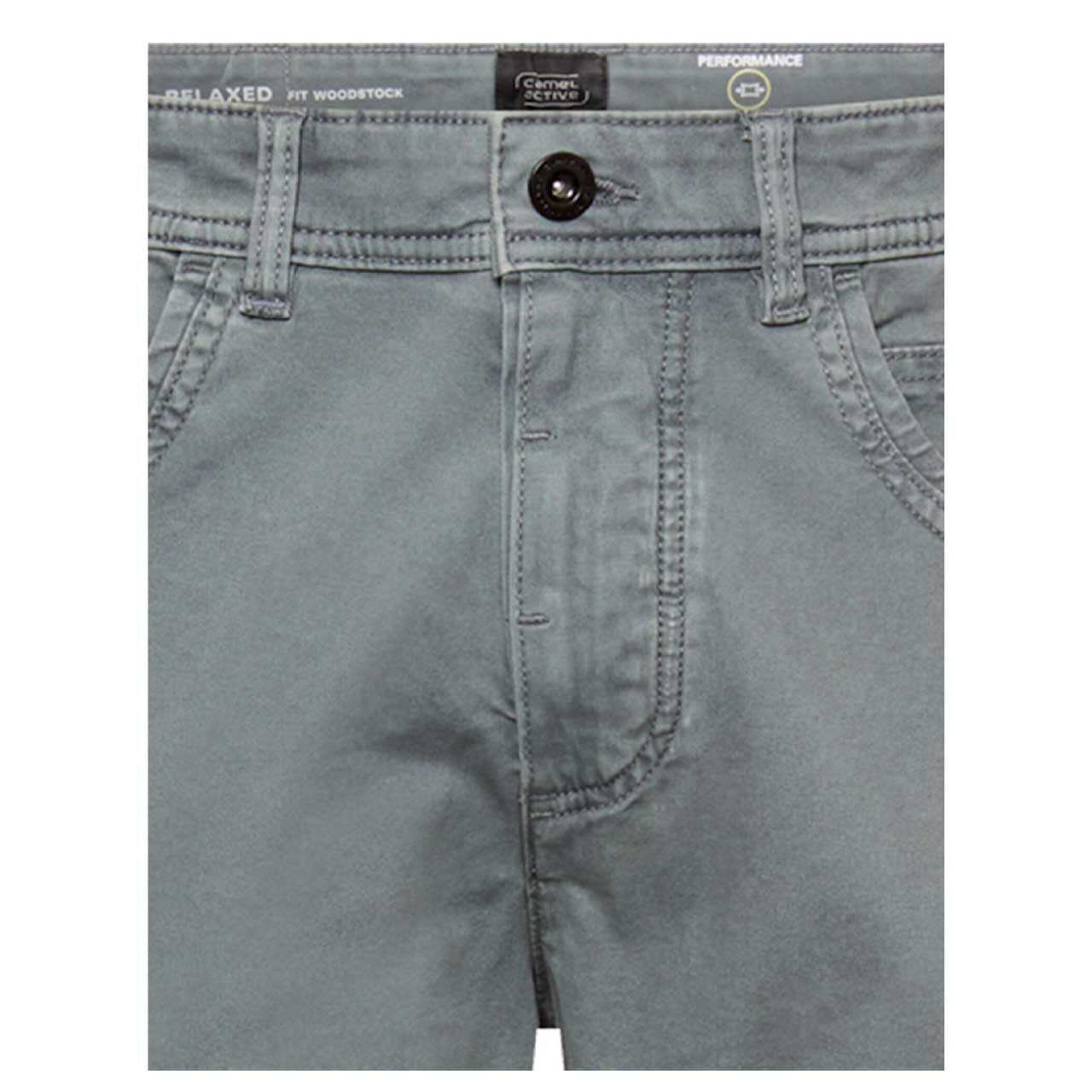 Stretch Herren Baumwollhose Woodstock von Camel active in Blaugrün, detaillierte Ansicht vorne