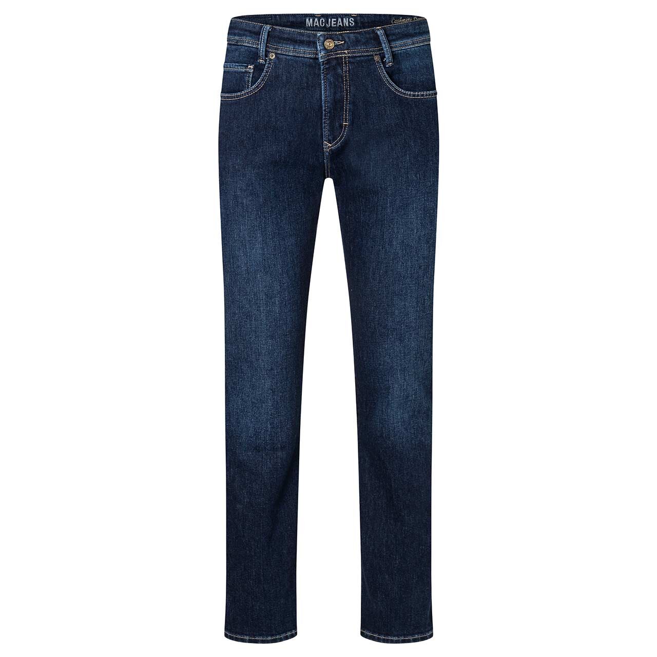Stretch Herrenjeans Arne von MAC in Dunkelblau angewaschen, Vorderansicht