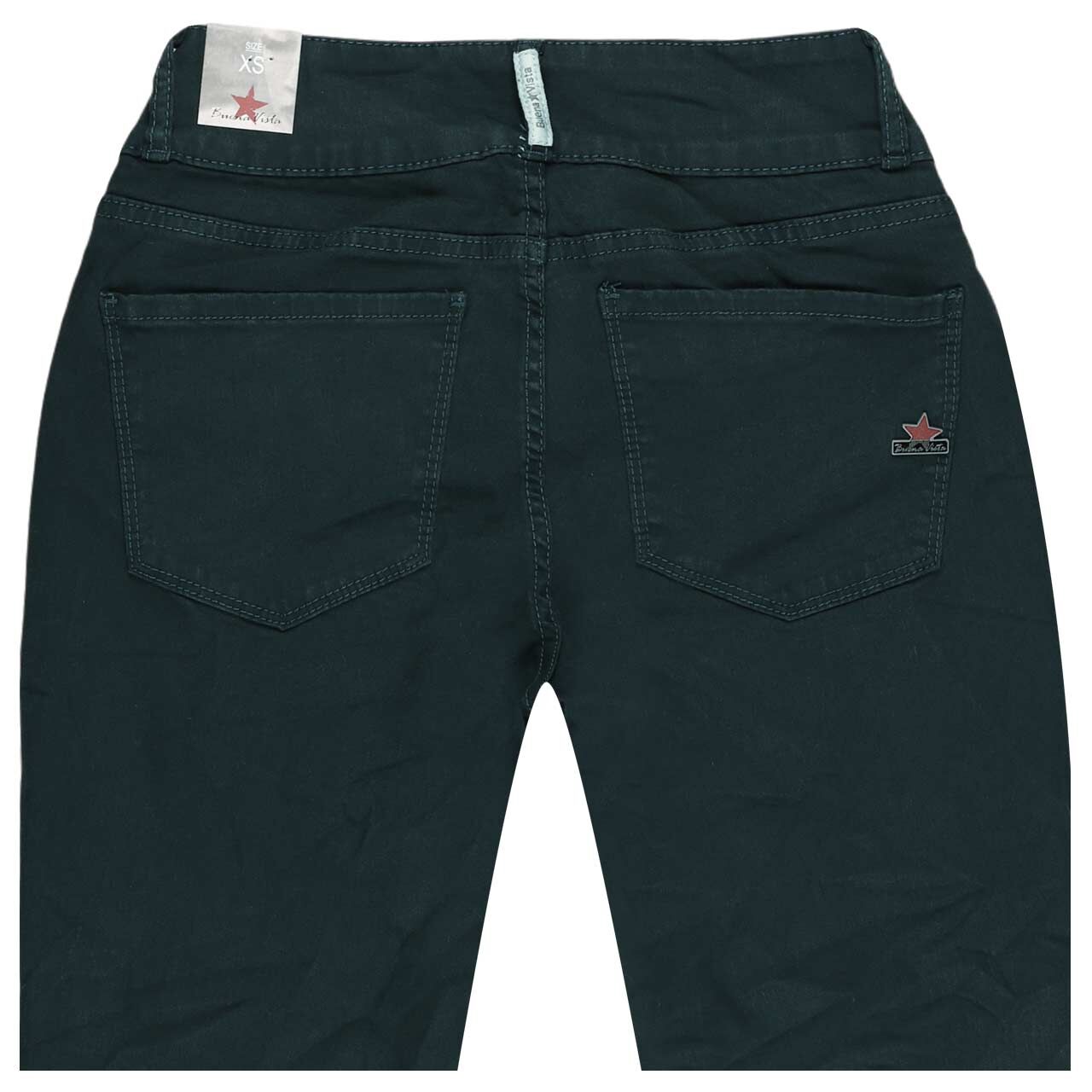 Damen Baumwollhose Tummyless Stretch Twill von Buena Vista in Dunkelgrün, detaillierte Rückansicht
