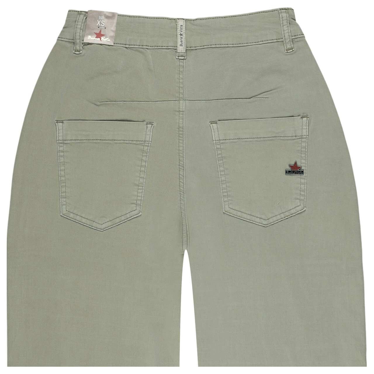 Damen Baumwollhose Barrel 7/8 Summer Twill von Buena Vista in Salbeigrün, detaillierte Rückansicht