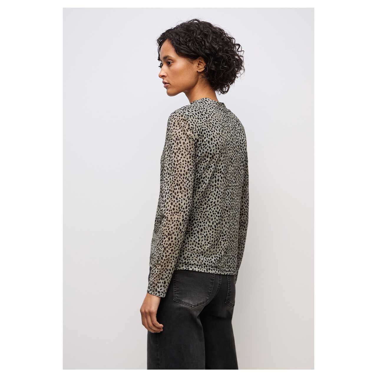 Damen Langarm Shirt Printed Mesh von Street One in Beige mit Print, Rückansicht am Model