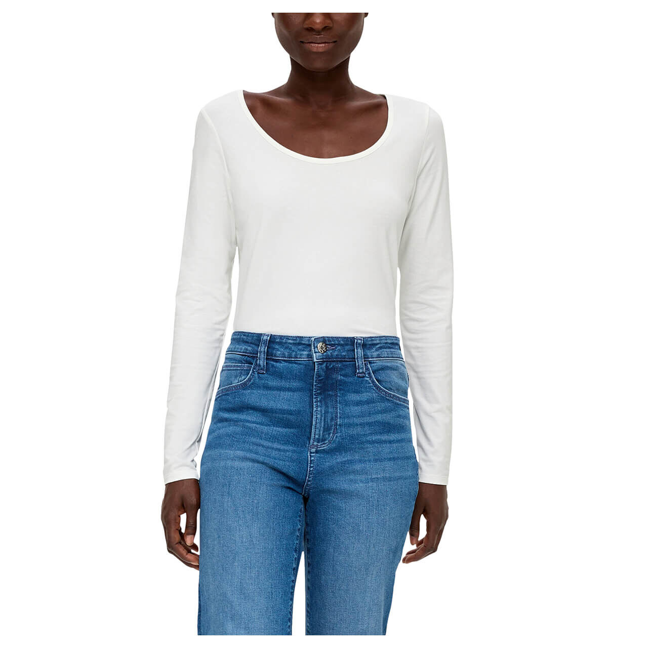 s.Oliver Damen Langarm Shirt off white