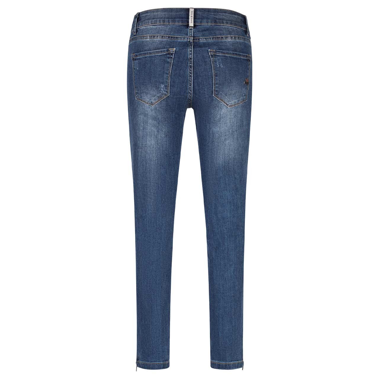 Damenjeans Italy V 7/8 Stretch Denim von Buena Vista in Blau angewaschen mit Destroyed-Effekten, Rückansicht