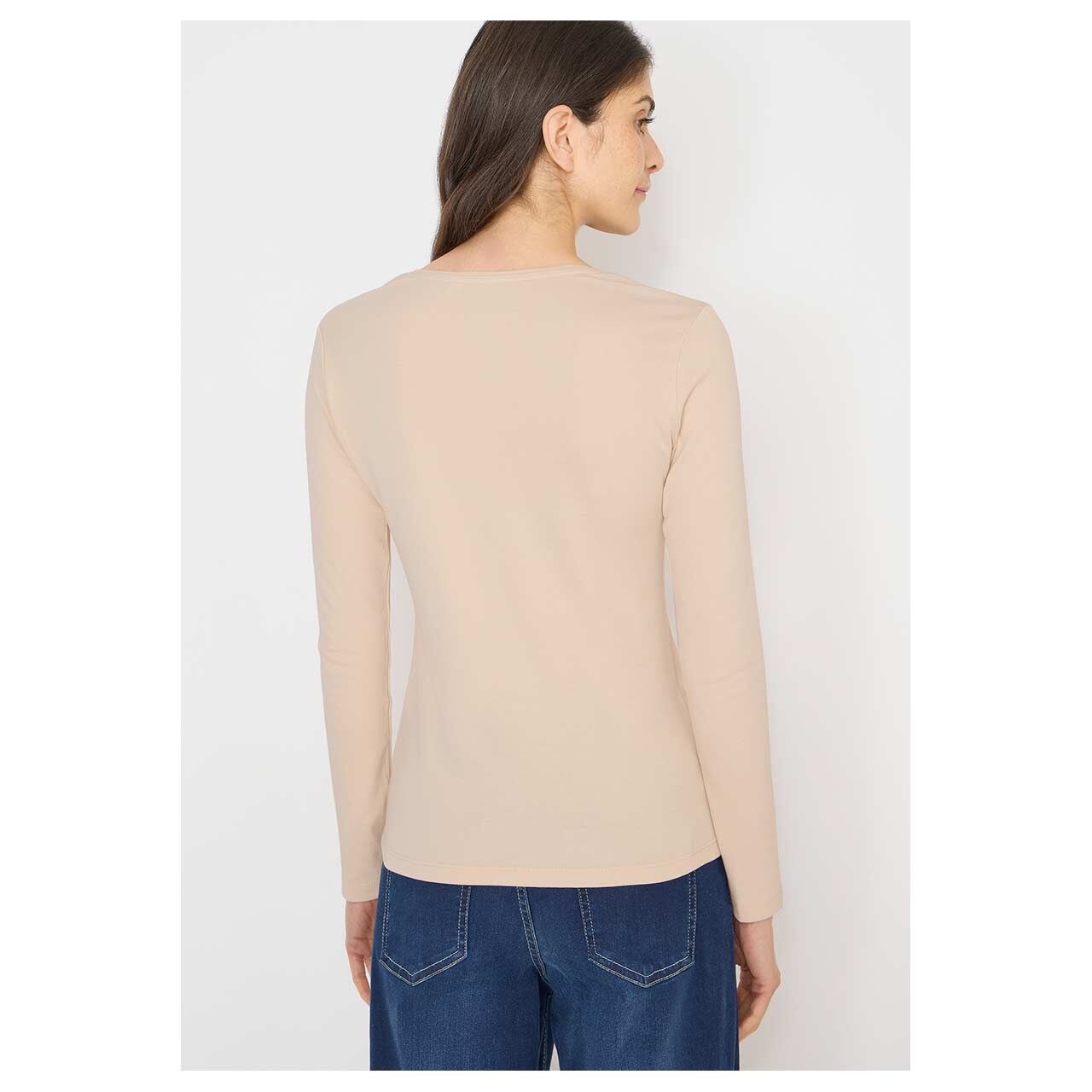 Damen Langarm Shirt Pia von Cecil in Hellbeige, Rückansicht am Model
