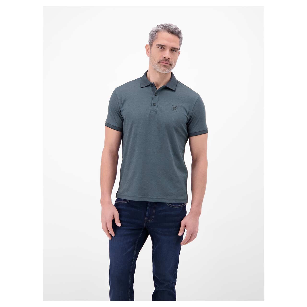 Herren Poloshirt von Lerros in Dunkelblau, Vorderansicht am Model