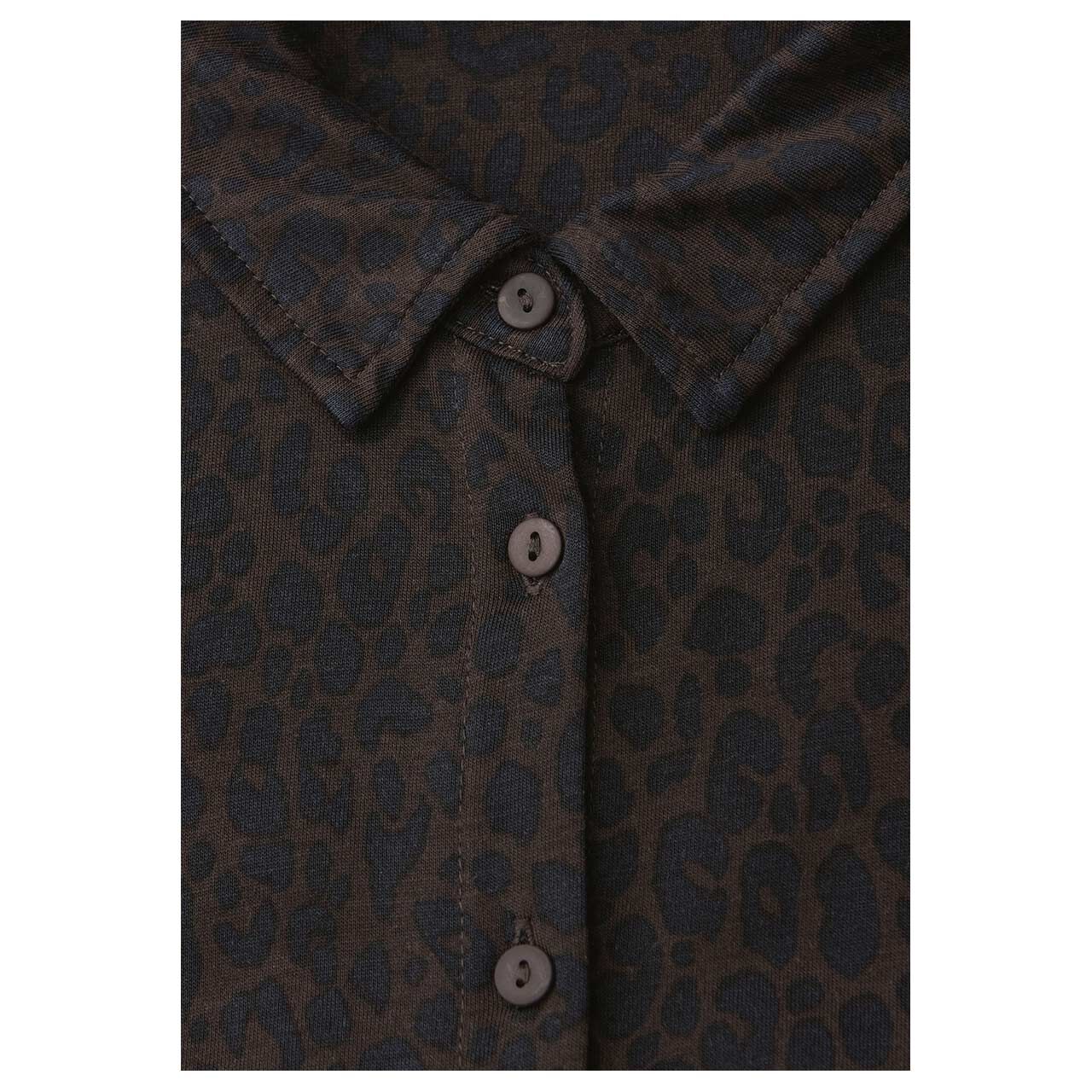 Damen Langarm Bluse Printed Jersey von Street One in Dunkelbraun mit Print, Detailansicht