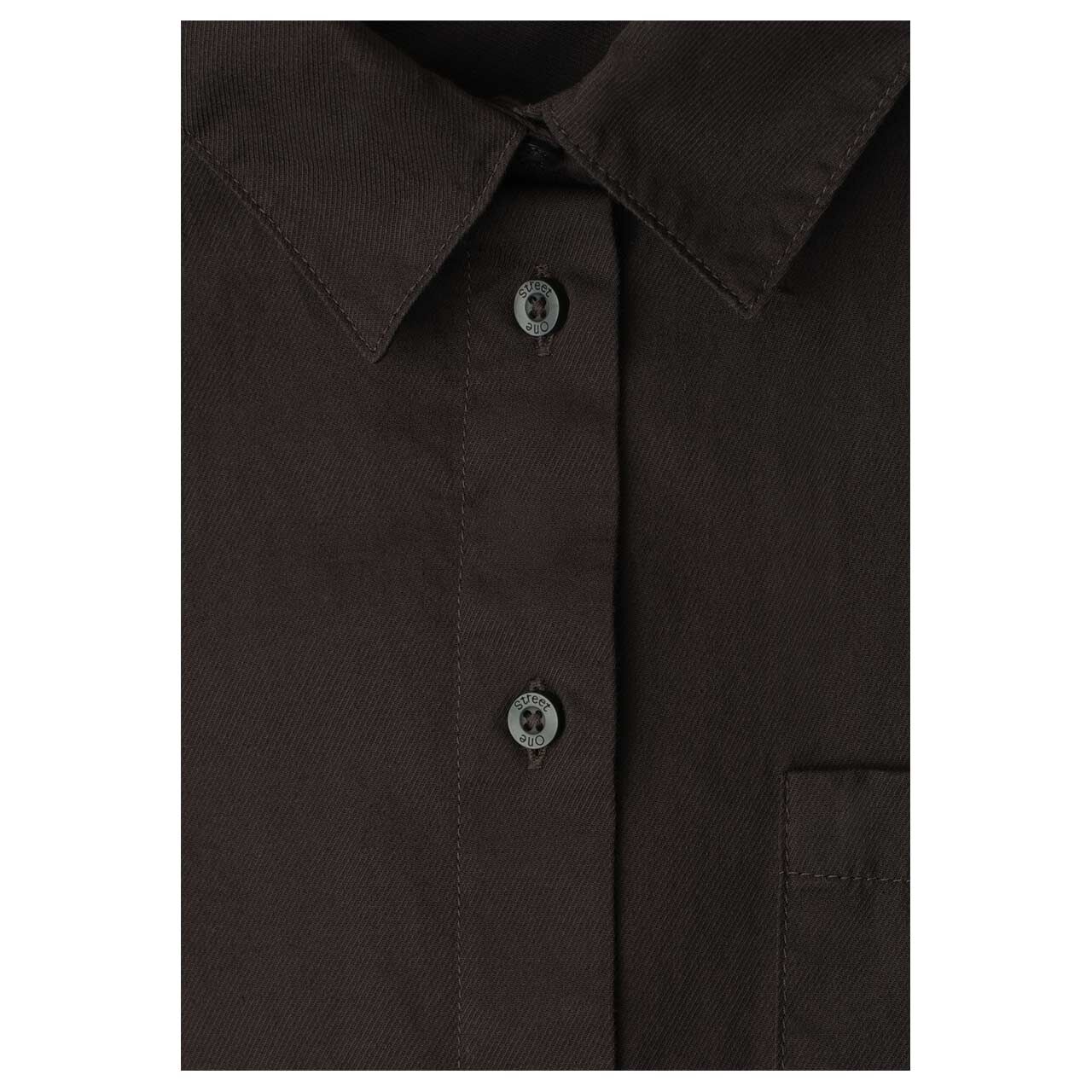 Street One Damen Langarm Bluse Cotton Shirtcollar espresso brown