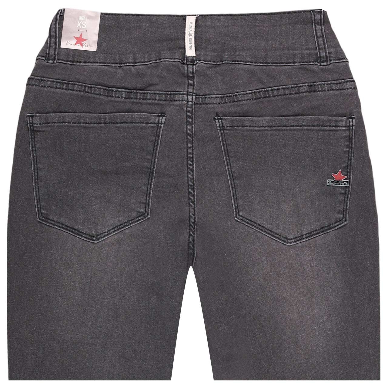Damen Ankle Jeans Tummyless Cropped Cozy Denim von Buena Vista in Dunkelgrau, detaillierte Rückansicht