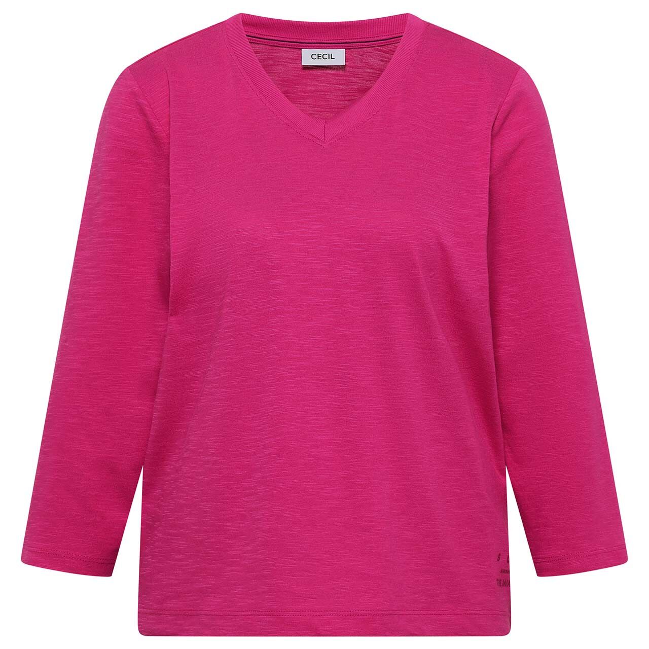 Cecil Damen 3/4 Arm Shirt Rib V-Neck pink flash