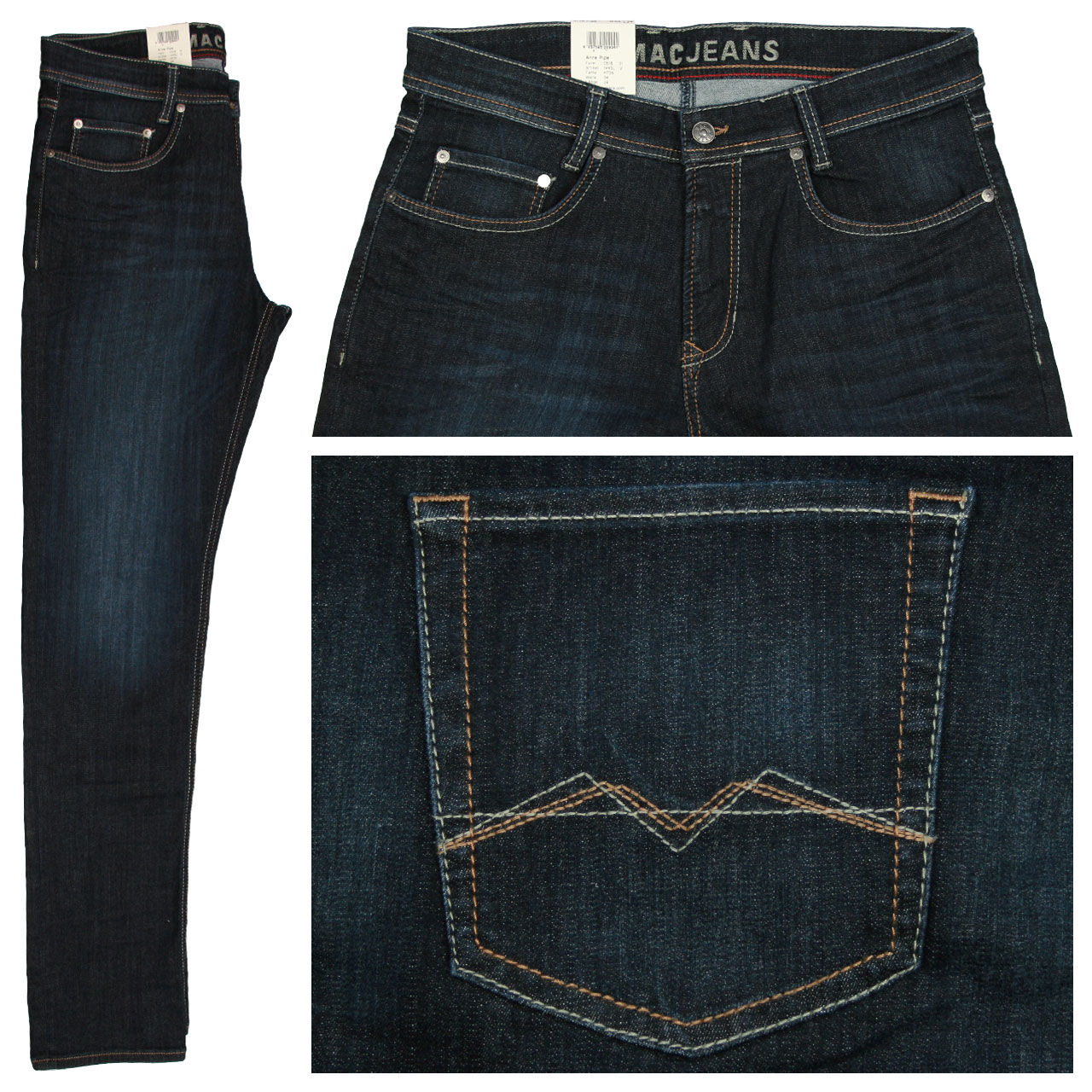 mac-jeans-arnepipe-dunkelblau-h736 MAC Jeans Flexx für Herren in Dunkelblau verwaschen, FarbNr.: H736