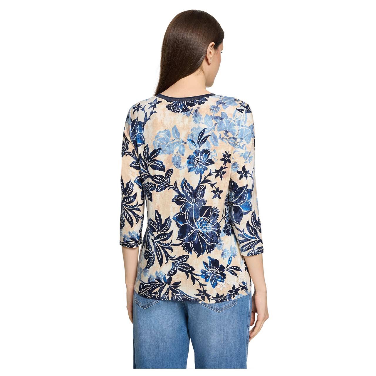 Damen 3/4 Arm Shirt von Betty Barclay in Hellbeige mit Print, Rückansicht am Model