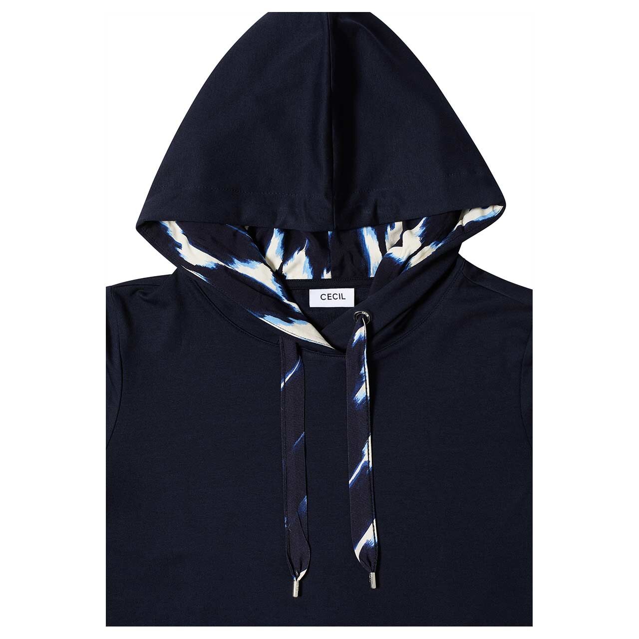 Cecil Damen 3/4 Arm Hoodie Sweatshirt Mix urban dark blue printed