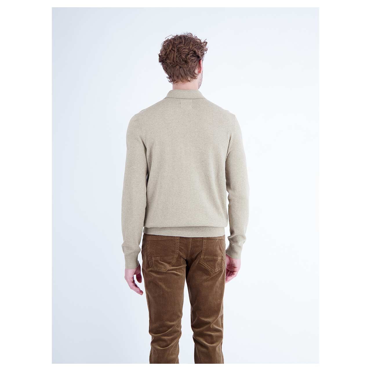 Lerros Herren Polo Pullover Knit in Beige, Rückansicht am Model