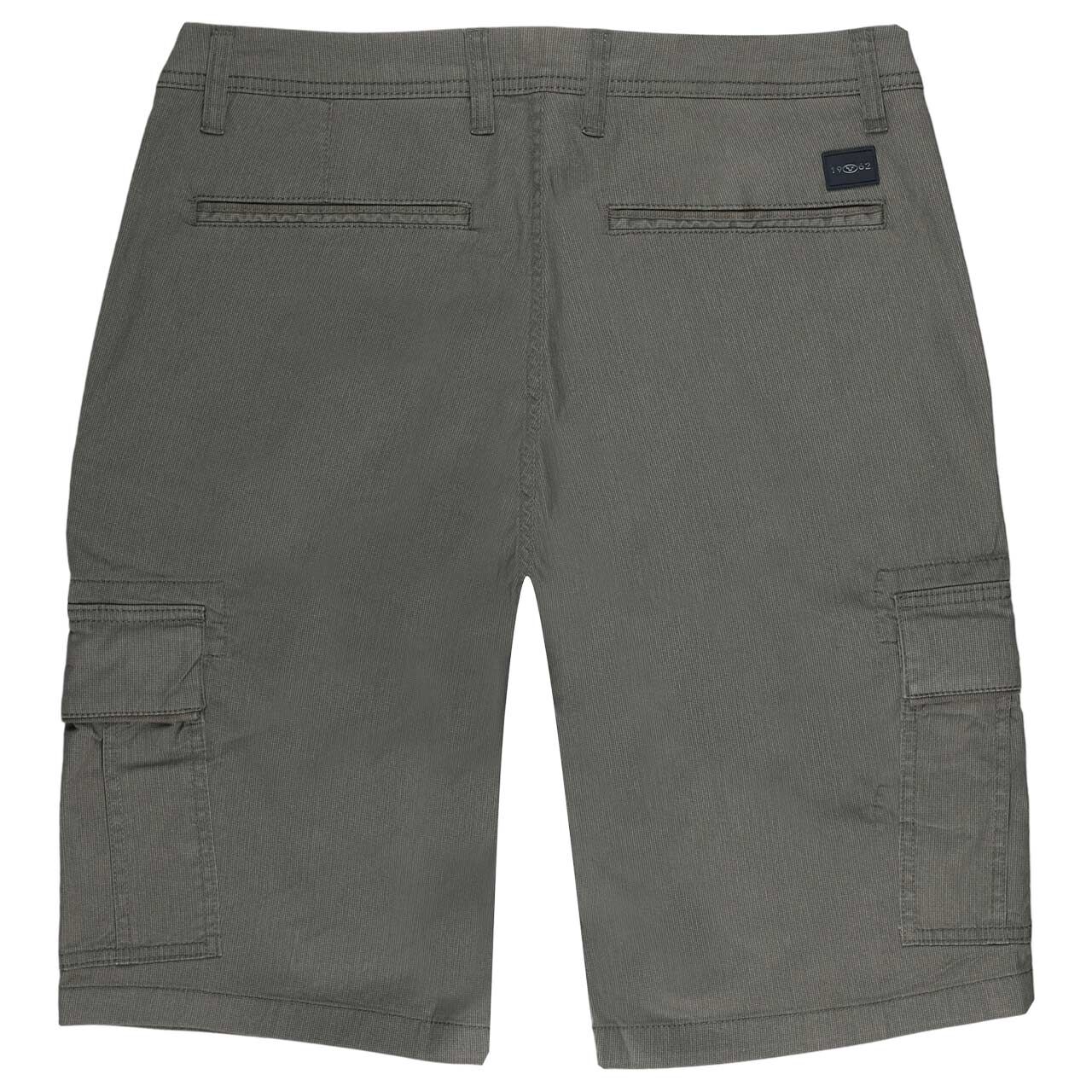 Stretch Herren Cargo Baumwoll Bermuda von Tom Tailor in Olivgrün mit Print, Rückansicht