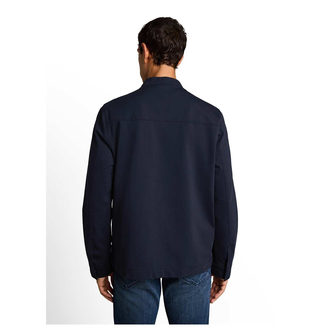 Herren Jacke Structured Bomber Jacket von Tom Tailor in Dunkelblau, Rückansicht am Model