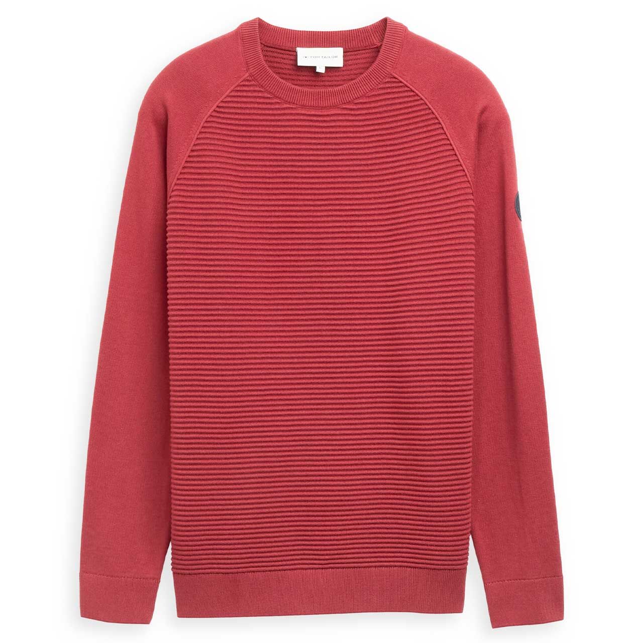 Tom Tailor Herren Pullover Ottoman Structured Crew Neck pear red