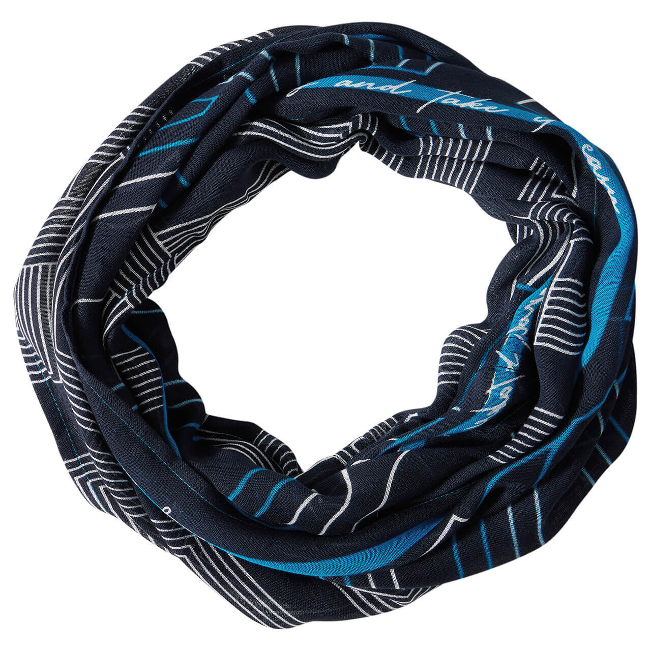 Cecil Damen Loop Tuch deep petrol printed