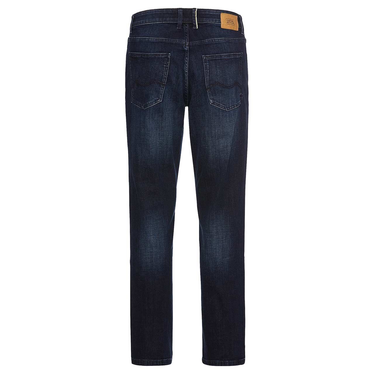 Stretch Herrenjeans Woodstock von Camel active in Dunkelblau angewaschen, Rückansicht