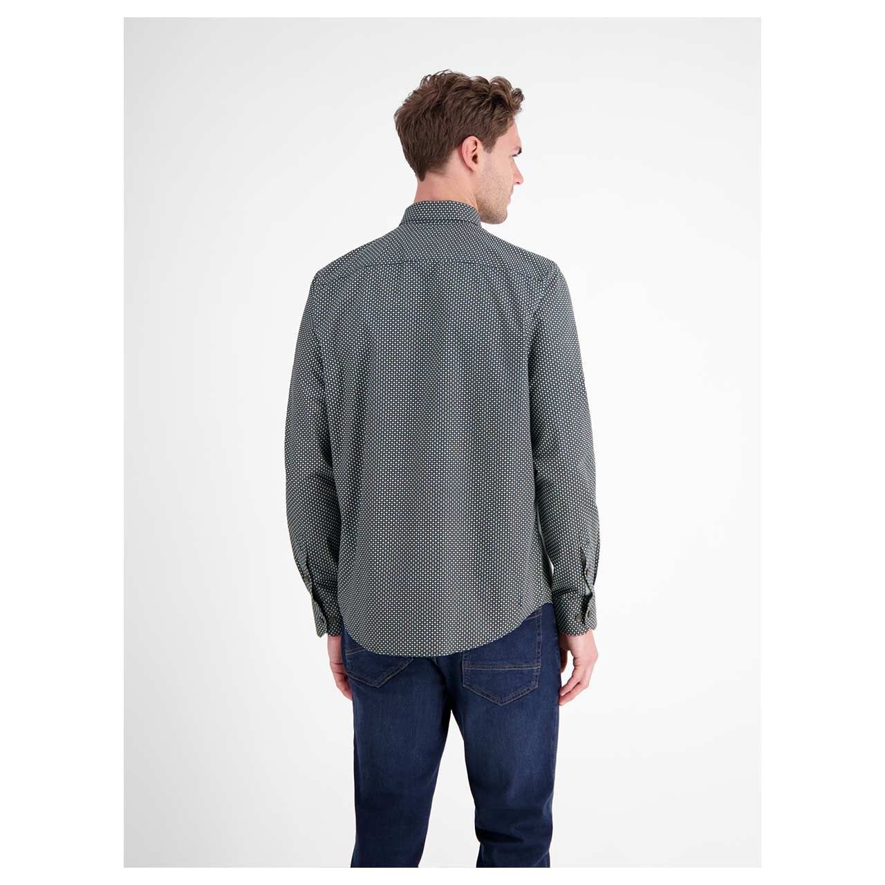 Herren Hemd von Lerros in Braun mit Print, Rückansicht mit Model