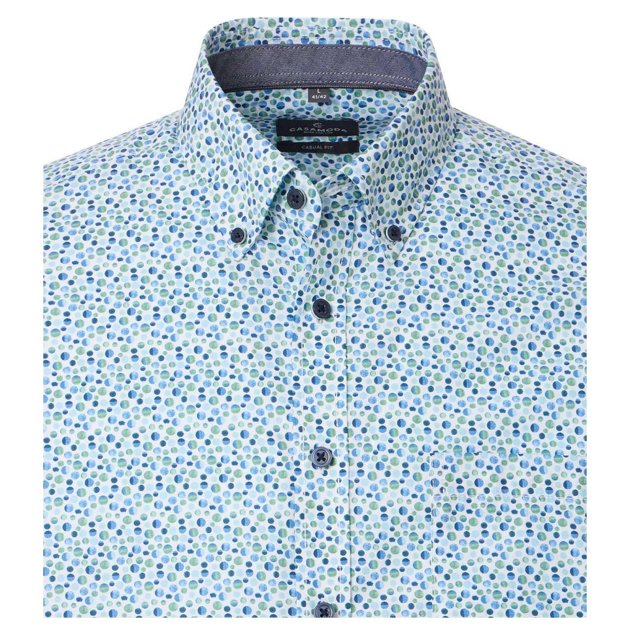 Herren Langarm Hemd von Casa Moda in Grün mit Print, Detailansicht vorne