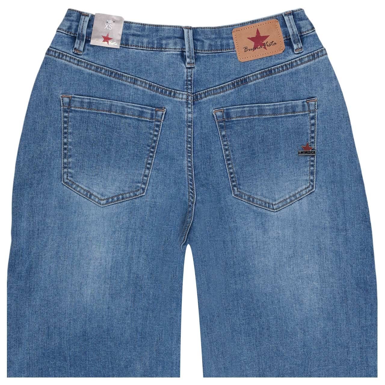 Damenjeans Bermuda Stretch Denim von Buena Vista in Blau angewaschen, detaillierte Rückansicht