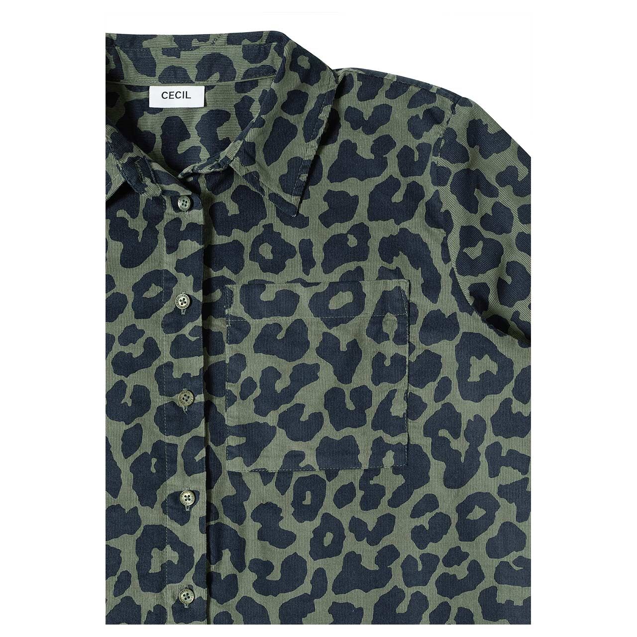Cecil Damen Kurzarm Cord Bluse Corduroy dried olive green
