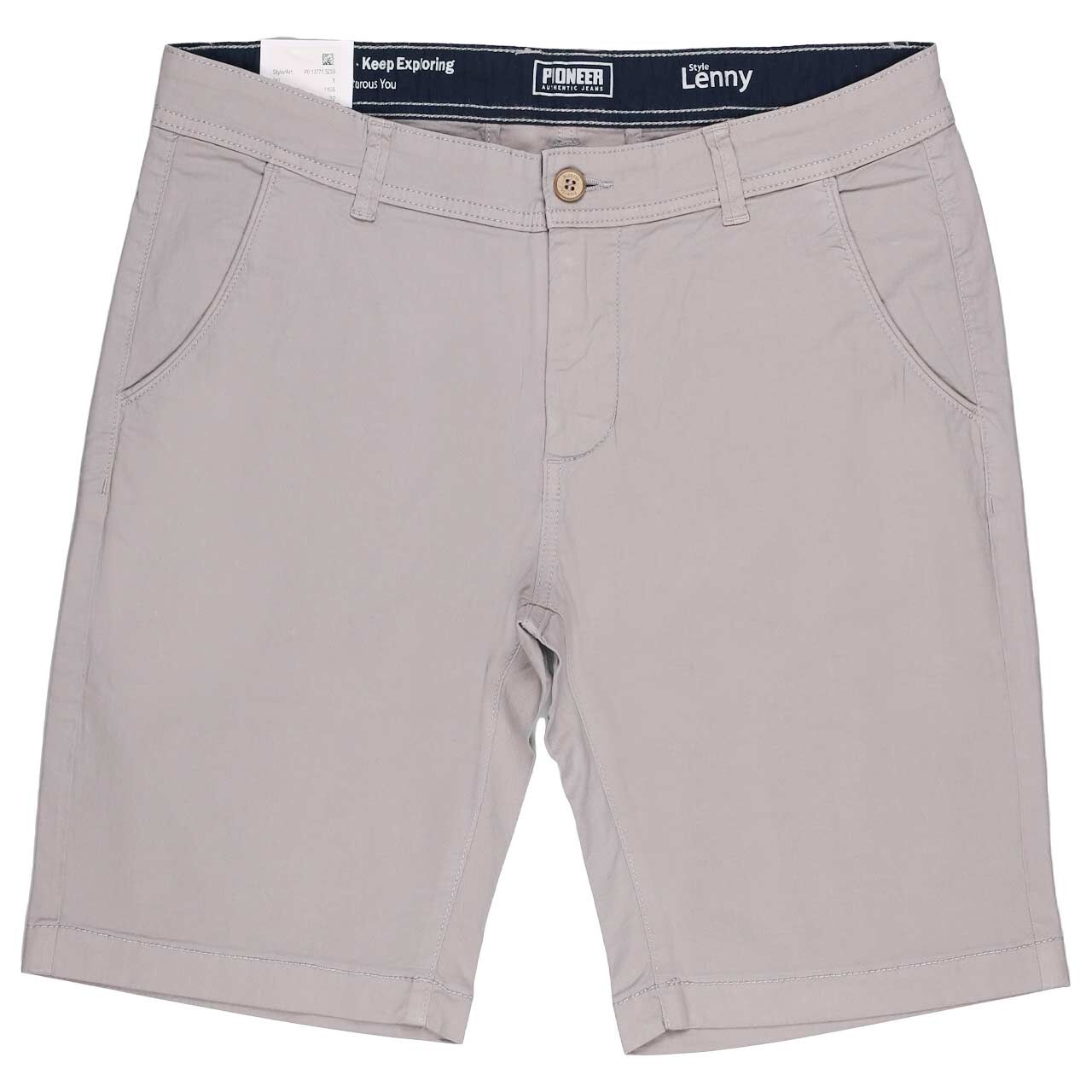 Stretch Herren Chino Baumwoll Bermuda Lenny in Grau von Pioneer, Vorderansicht