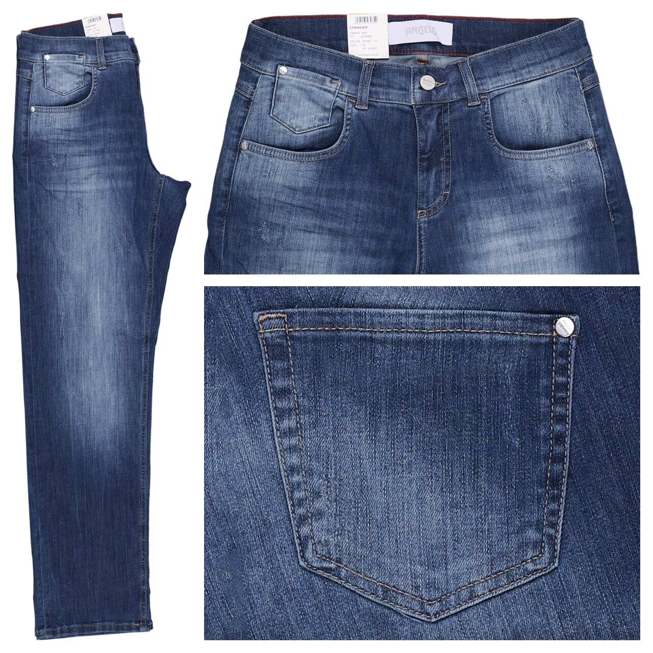 Angels Straight Jeans mid blue dirty used destroyed