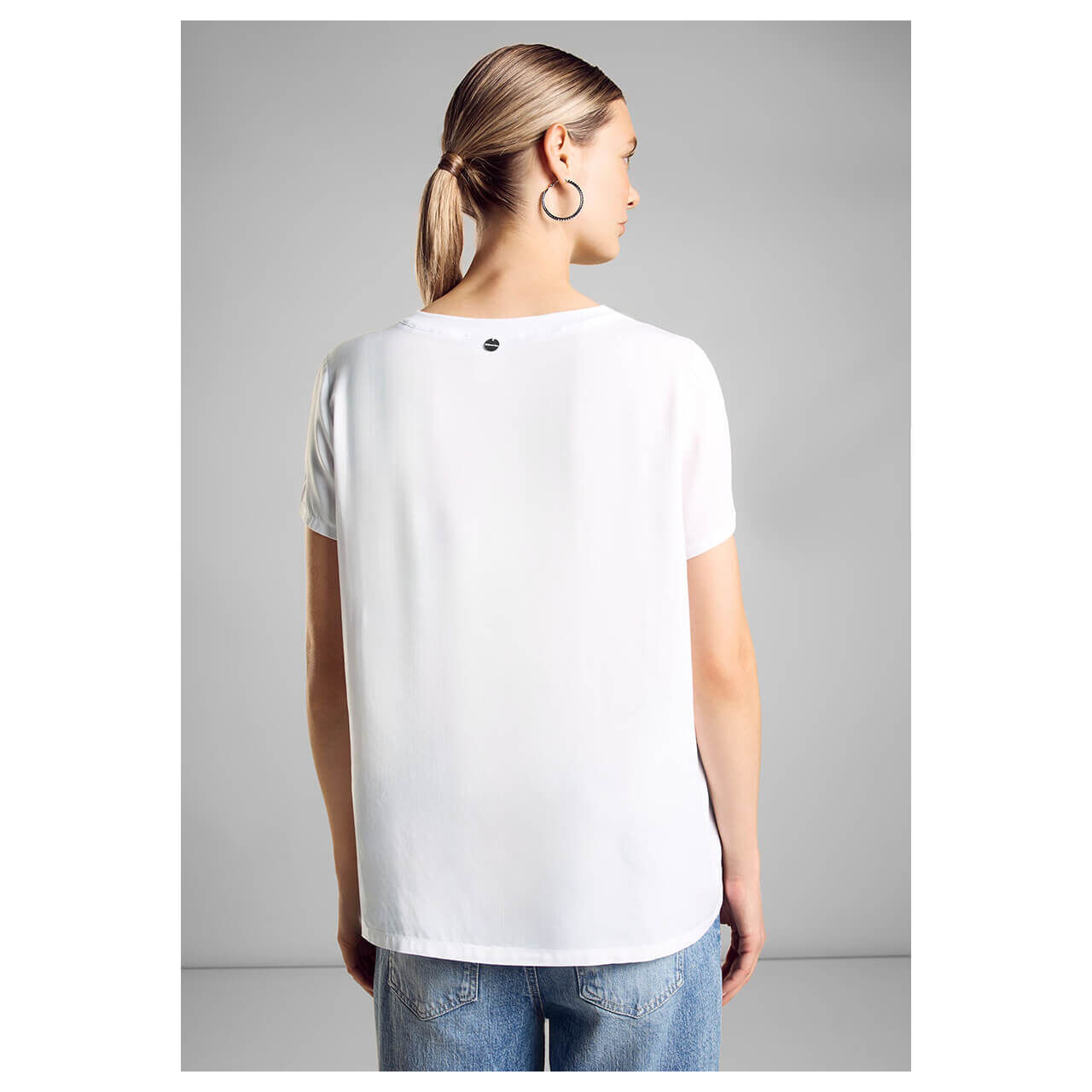 Street One Damen T-Shirt Tunic Blouse Tape white
