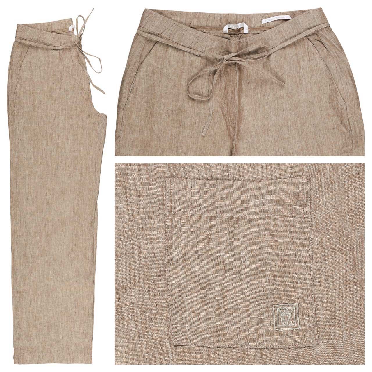 MAC Chiara Belt Leinenhose sanddrift melange