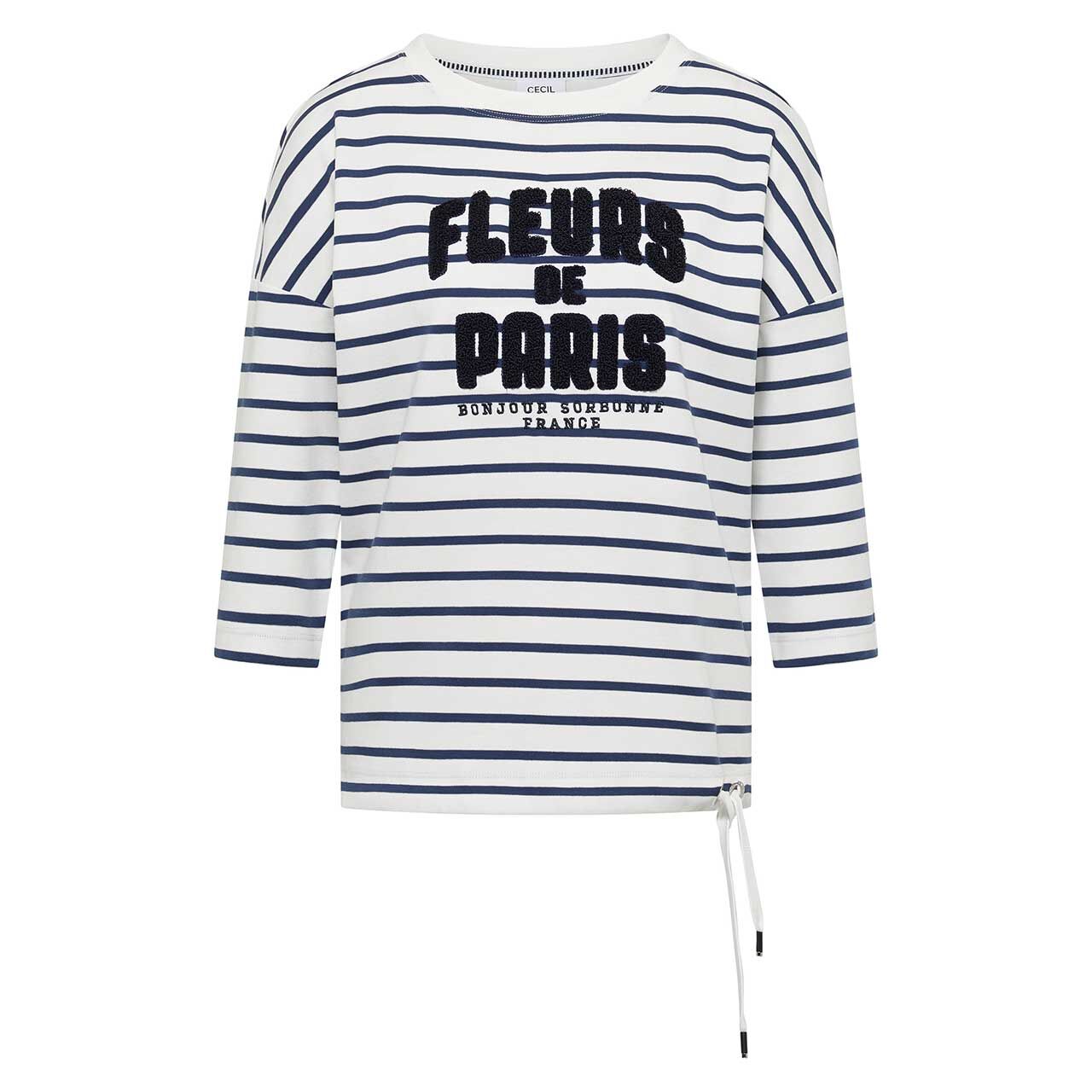 Cecil Damen 3/4 Arm Shirt Striped Fleurs universal blue