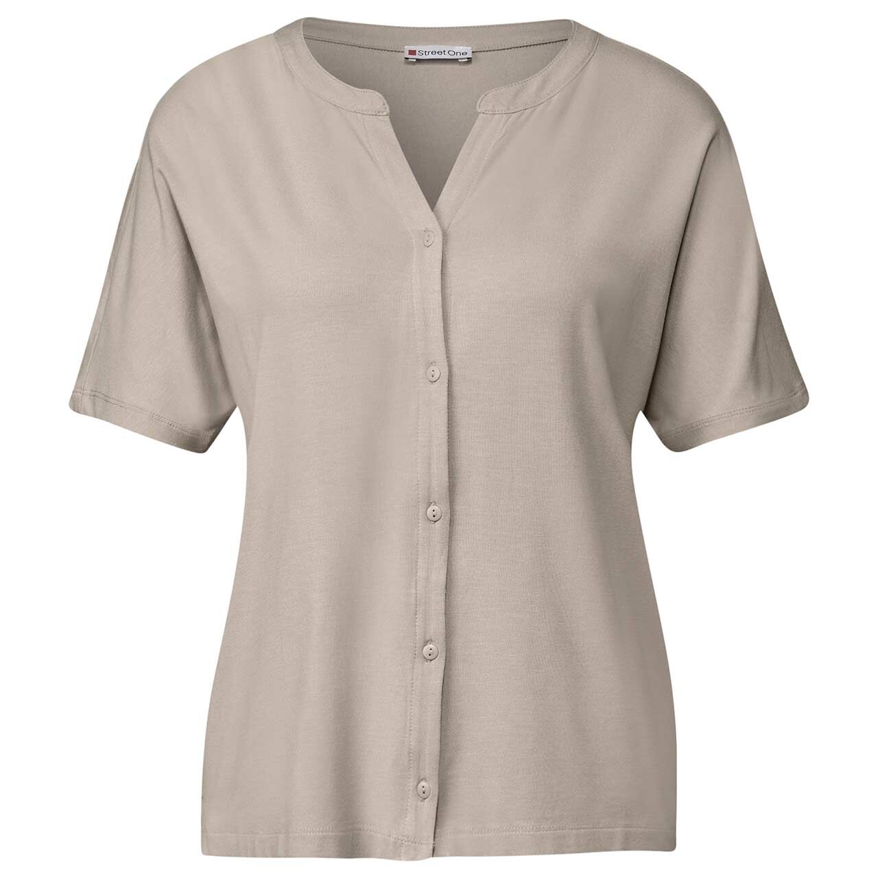 Street One Damen Kurzarm Shirtjacke Jersey Tunic morning beige