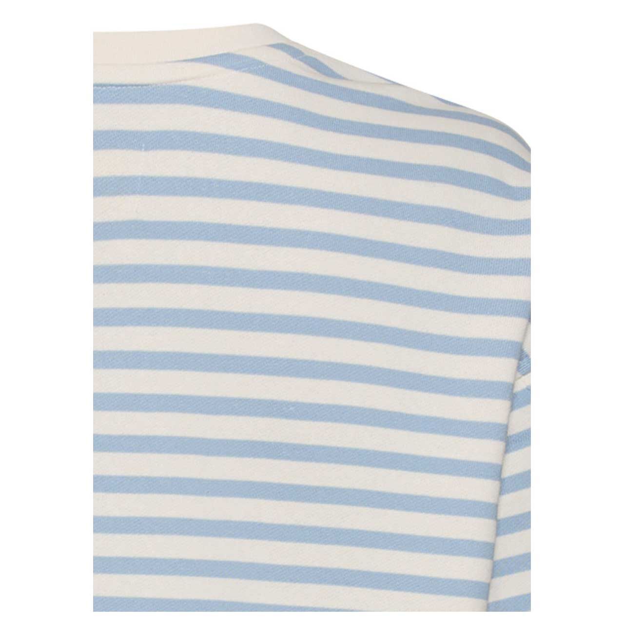 Damen Sweatshirt von Camel active in Hellblau gestreift, detaillierte Rückansicht Schulter