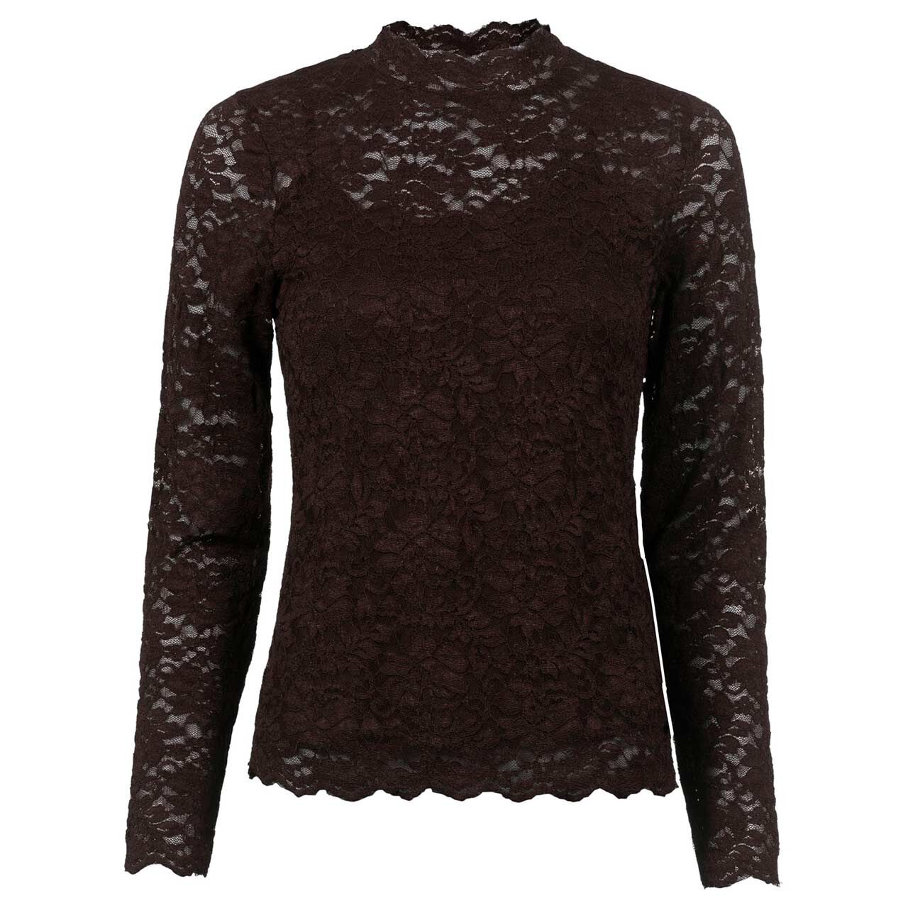 Soquesto Damen Langarm Shirt soft coffee flower lace
