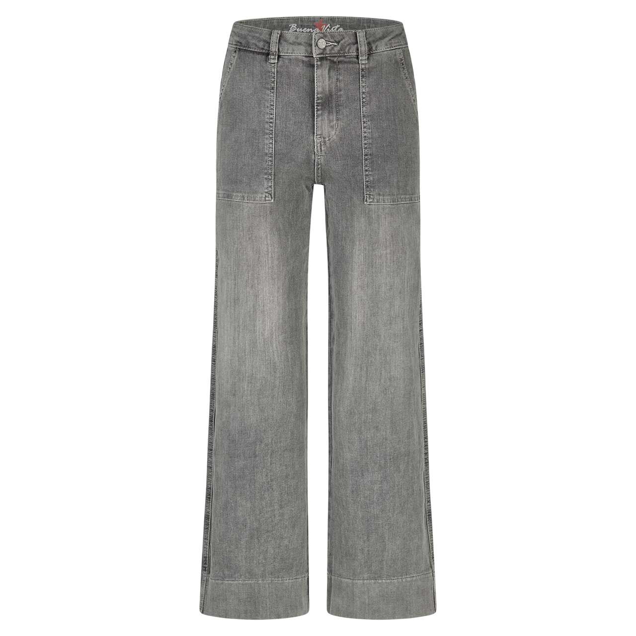 Buena Vista Wide Leg Worker Stretch Denim Jeans faded grey