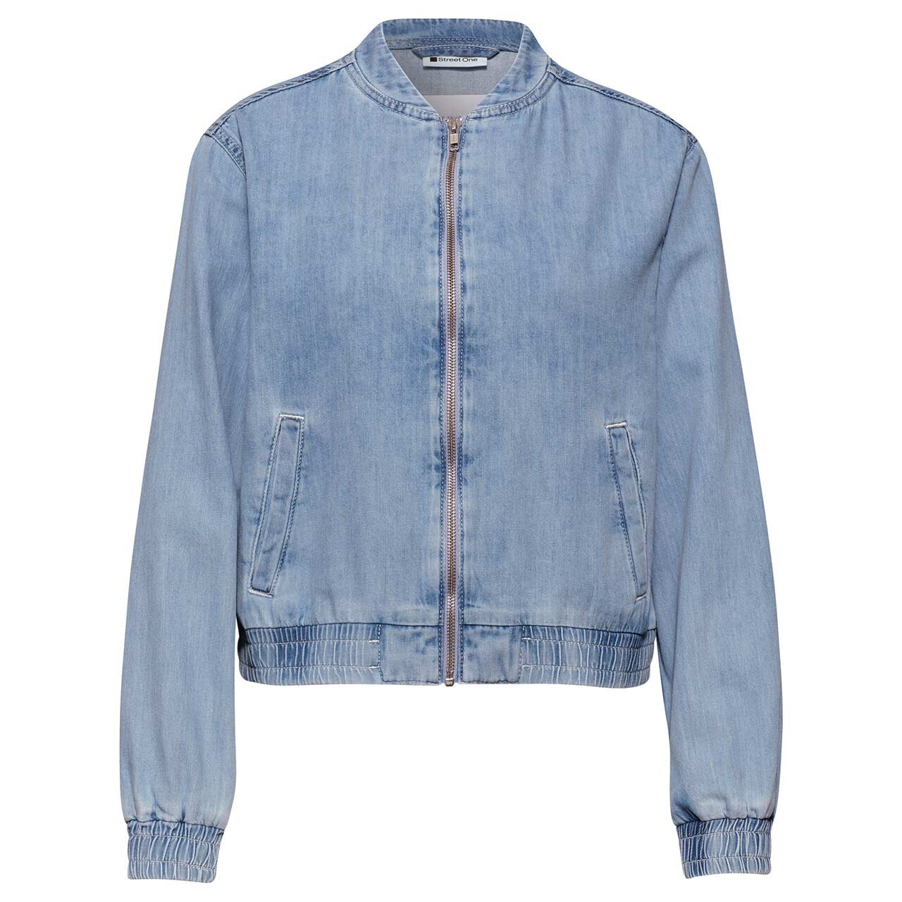 Street One Damen Jeansjacke Bomber Jacket ultra bleach random washed